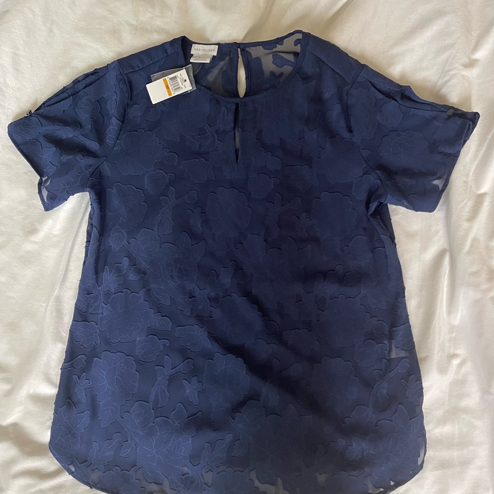 Van Heusen Short Sleeve Blue Blouse